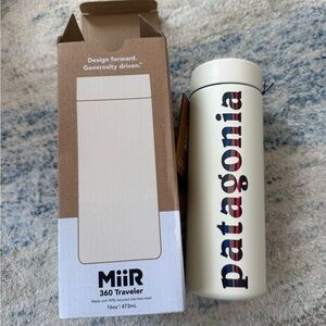 Cream MiiR x Patagonia travel tumbler